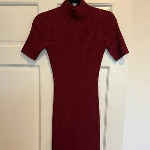 Theory Mock Turtleneck Burgandy Knit Dress